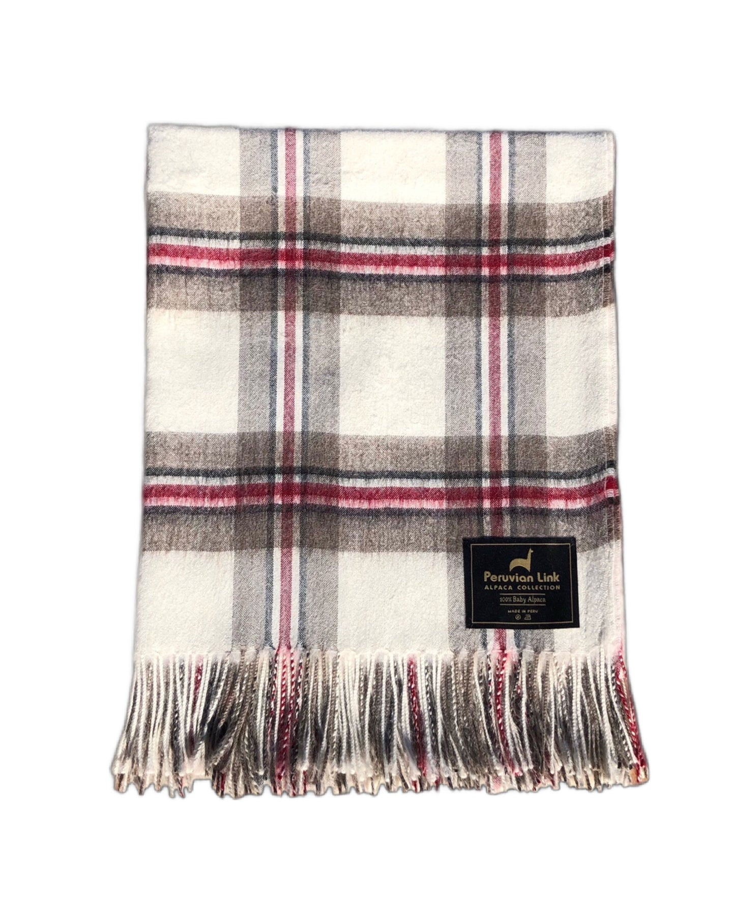 Ivory Alpaca Tartan Throw