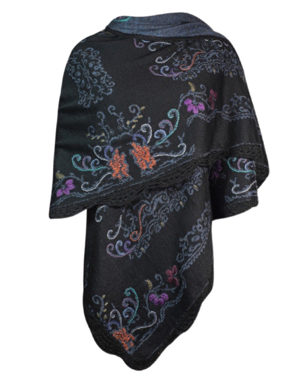 Alpaca Denim Reversible Ruana Swoop 1