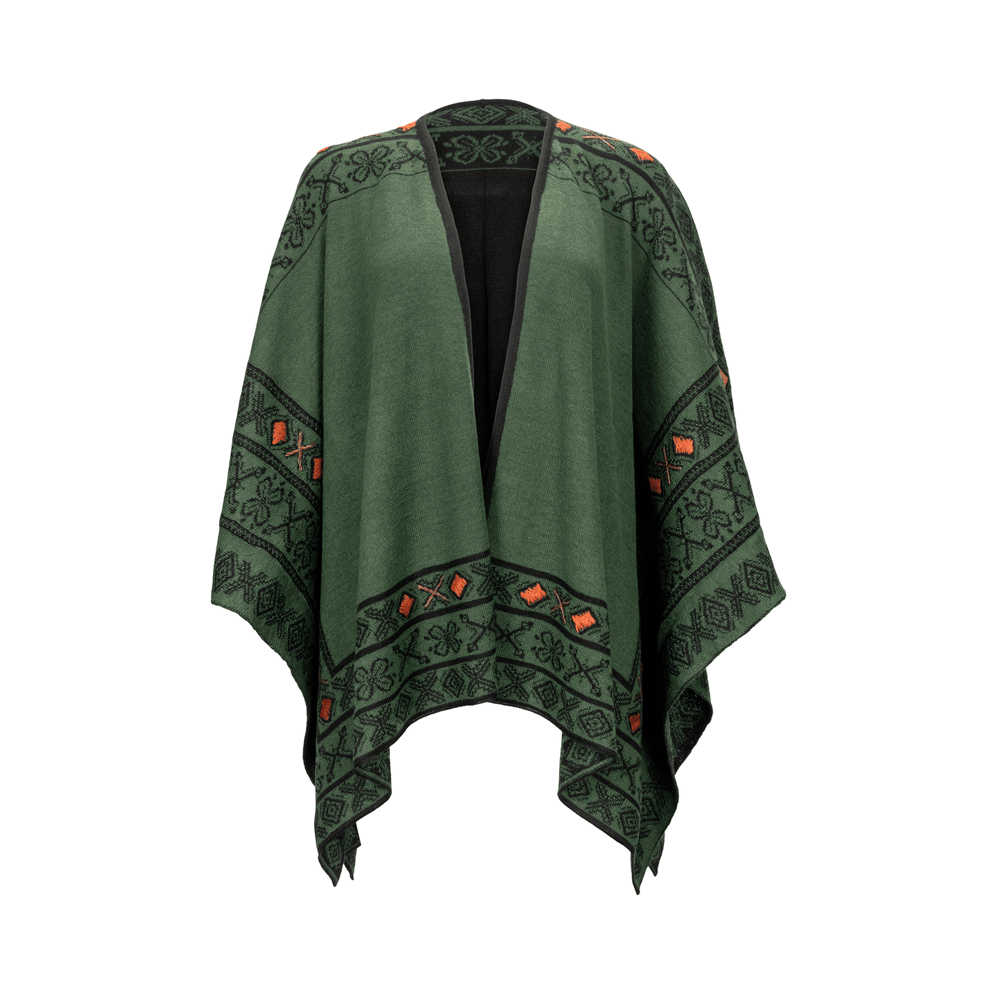 Peruvian Link Alpaca Celtic Ruana in Green