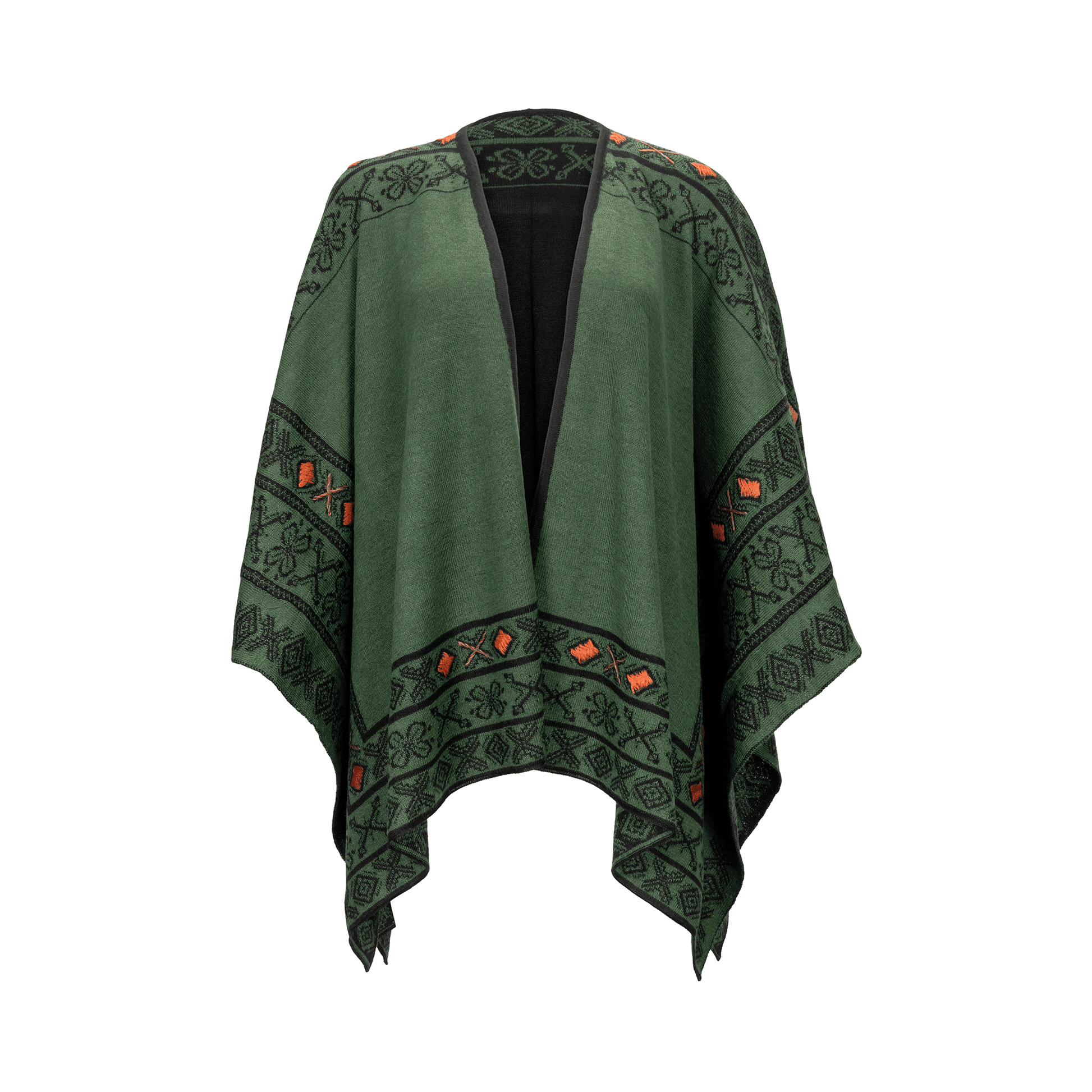 Peruvian Link Alpaca Celtic Ruana in Green