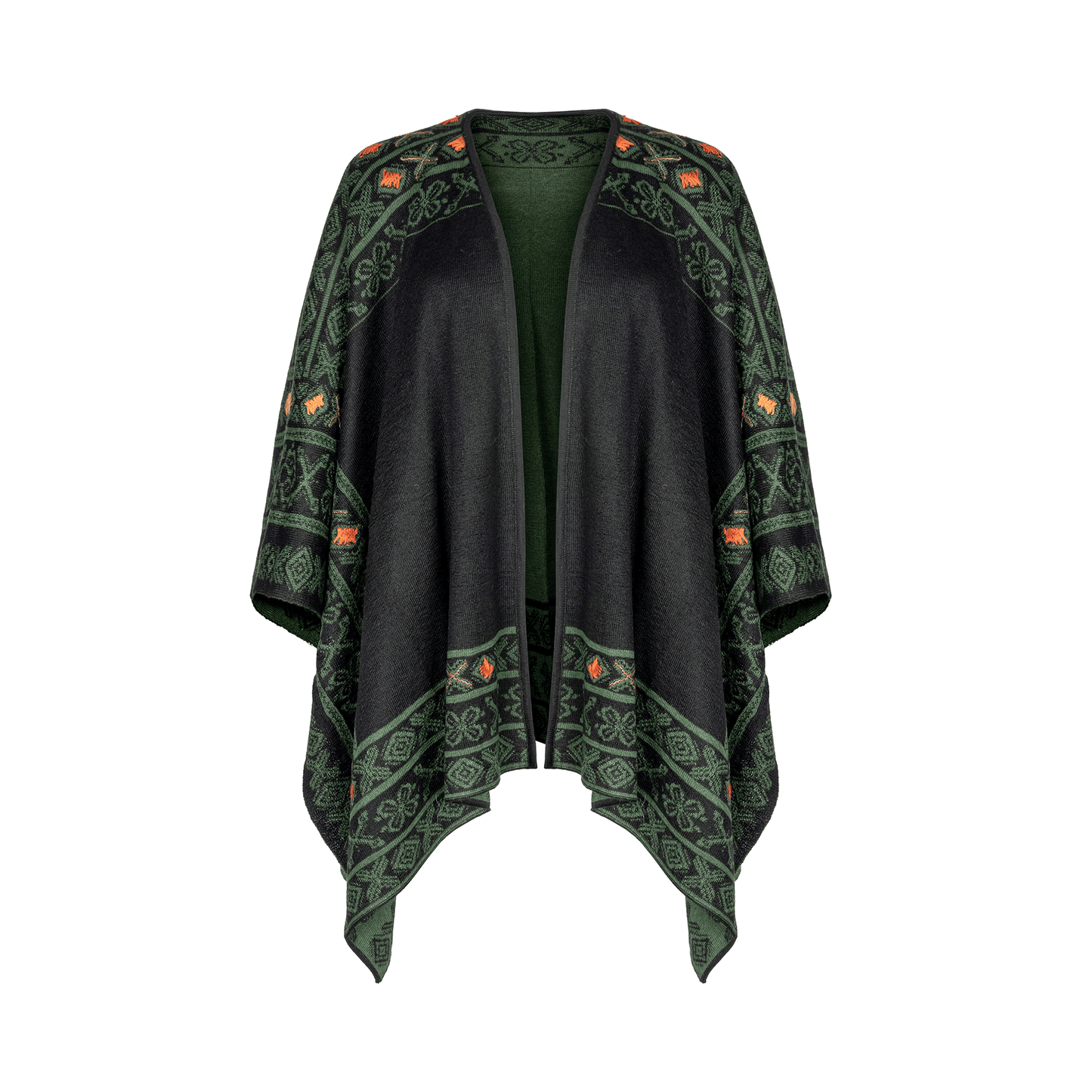 Peruvian Link Alpaca Celtic Ruana in Green