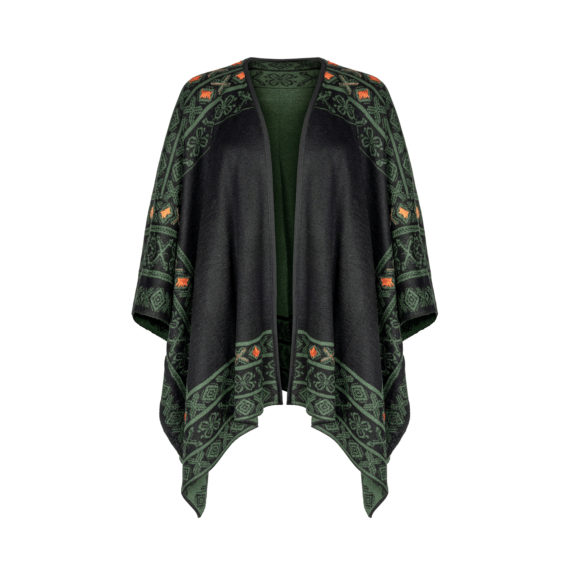 Peruvian Link Alpaca Celtic Ruana in Green