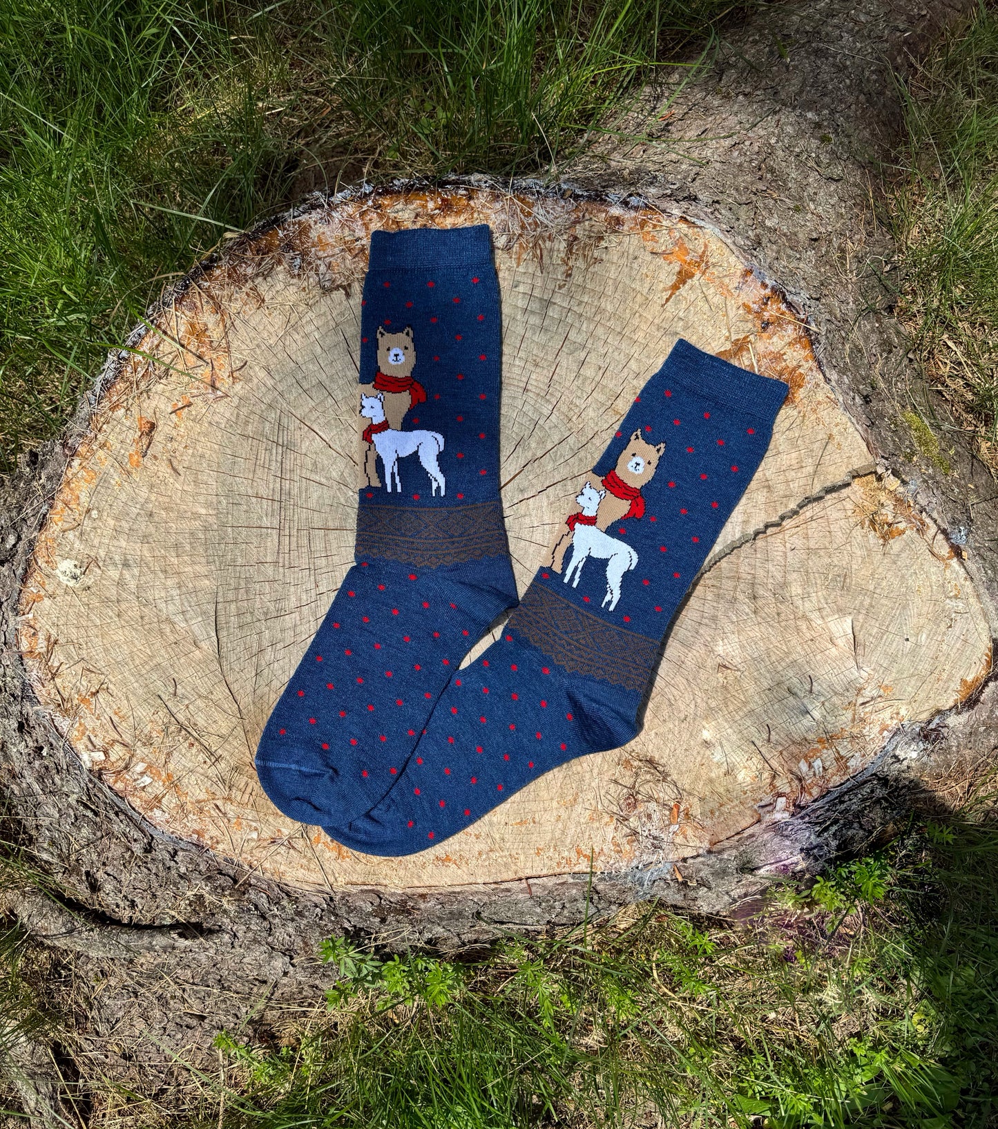 Christmas Print Alpaca & Cria Sock