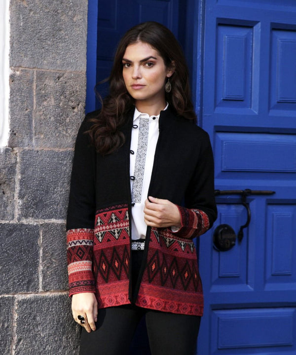 Kaleidoscope Cardigan — Blue — blue alpaca by Peruvian Link