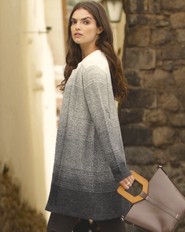 Ombre Cardigan — Grey — grey alpaca by Peruvian Link
