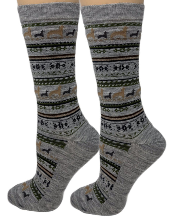 Paca Print Sock — Silver — silver baby alpaca by Peruvian Link