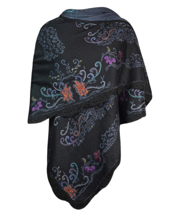 Alpaca Denim Reversible Ruana Swoop 1