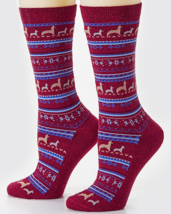 Paca Print Sock — Burg — burg baby alpaca by Peruvian Link
