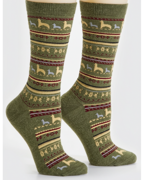 Paca Print Sock — Green — green baby alpaca by Peruvian Link