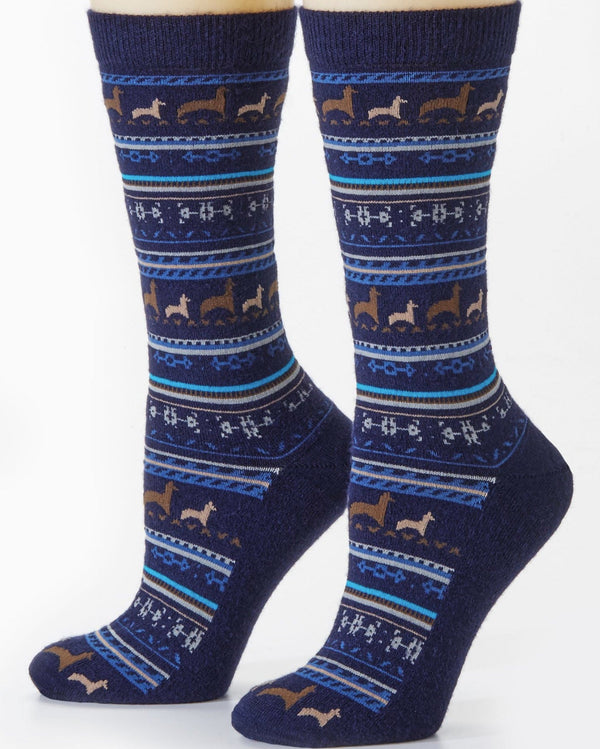 Paca Print Sock — Navy — navy baby alpaca by Peruvian Link