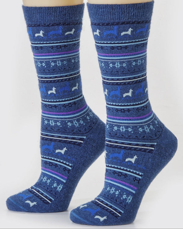 Paca Print Sock — Teal — teal baby alpaca by Peruvian Link
