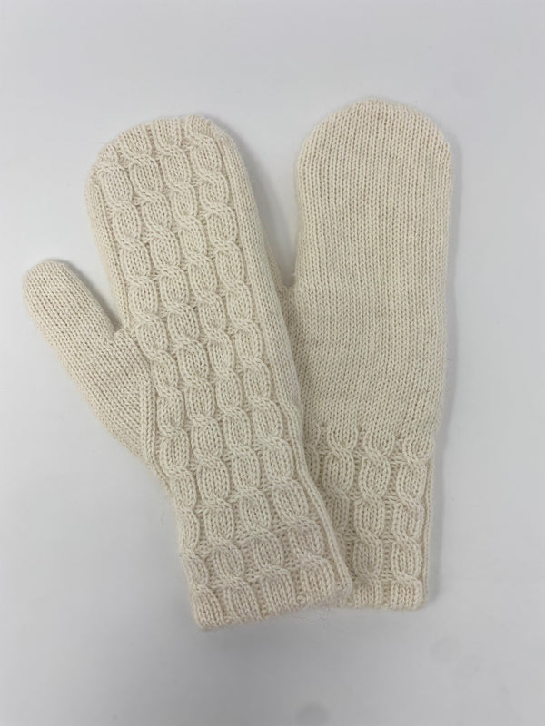 French Braid Mitten — Ivory — ivory alpaca by Peruvian Link