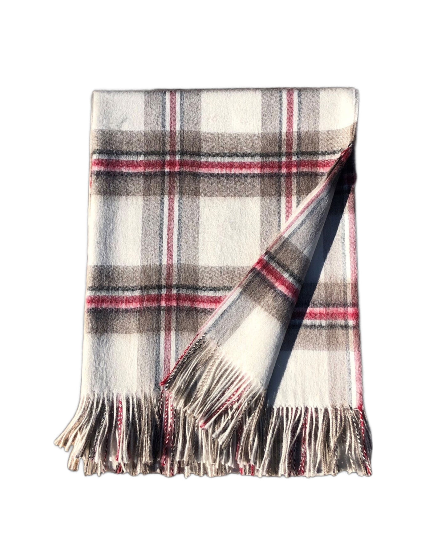 Ivory Alpaca Tartan Throw