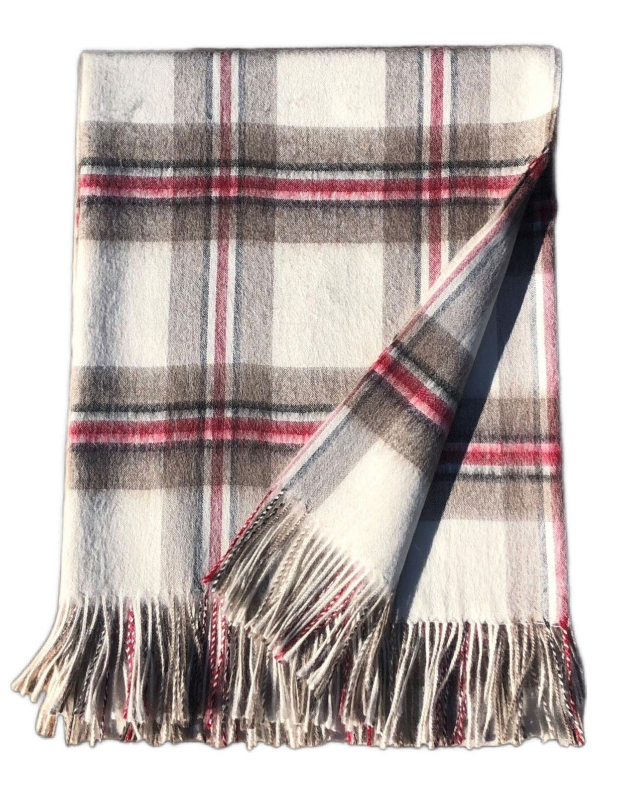 Ivory Alpaca Tartan Throw