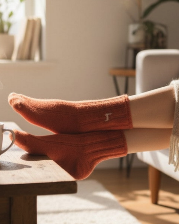 Bed Sock — Coral — coral baby alpaca by Peruvian Link