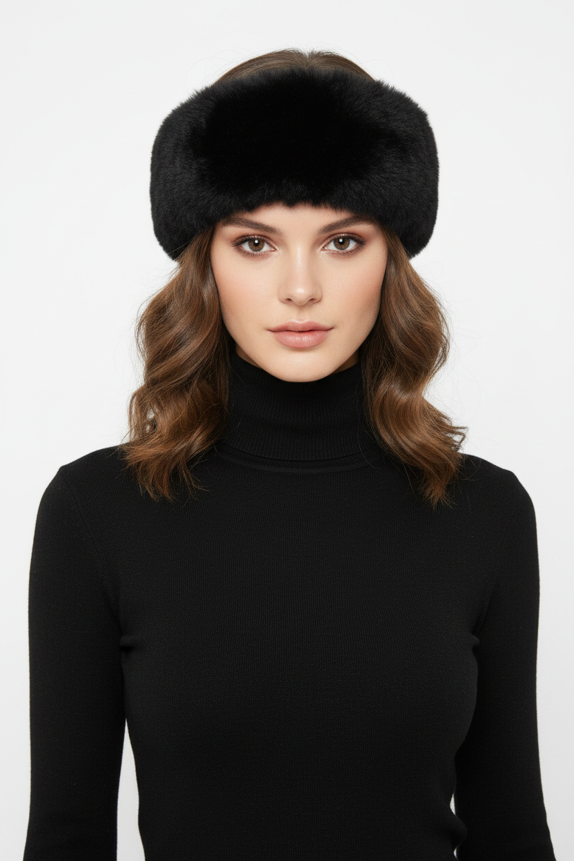 Black Fur Headband