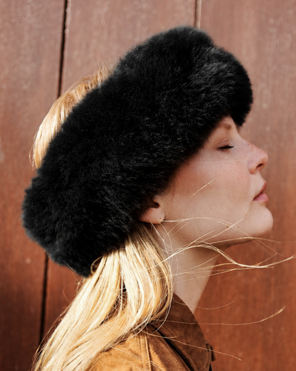 Black Fur Headband