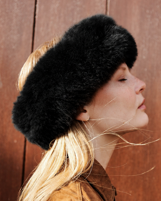 Black Fur Headband