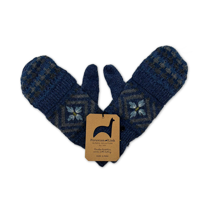 Blue Embroidered Catskills Alpaca Glittens