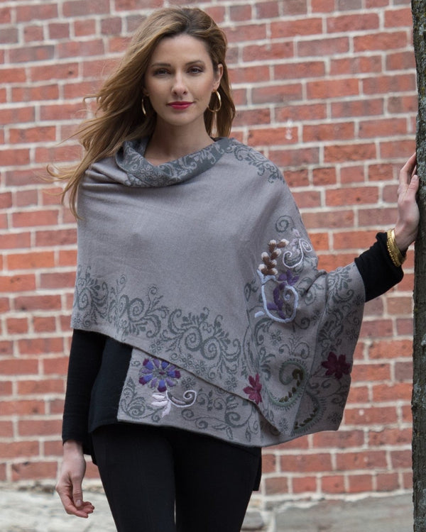 Embroidery Shawl — Charcoal — charcoal alpaca by Peruvian Link