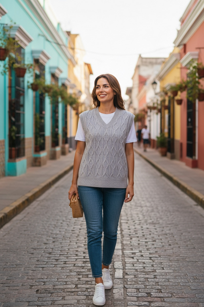 Cable V-Neck Vest