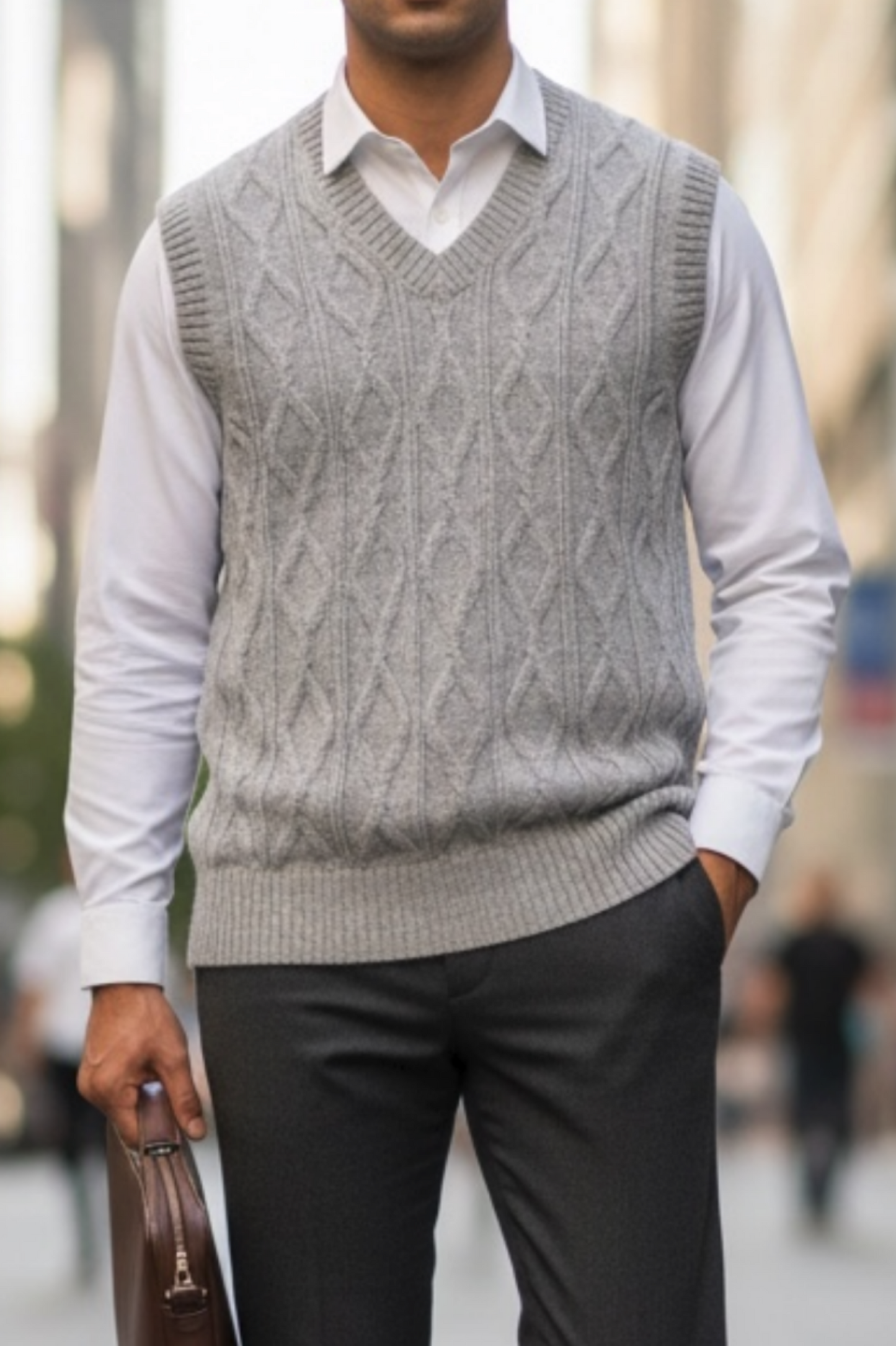 Cable V-Neck Vest