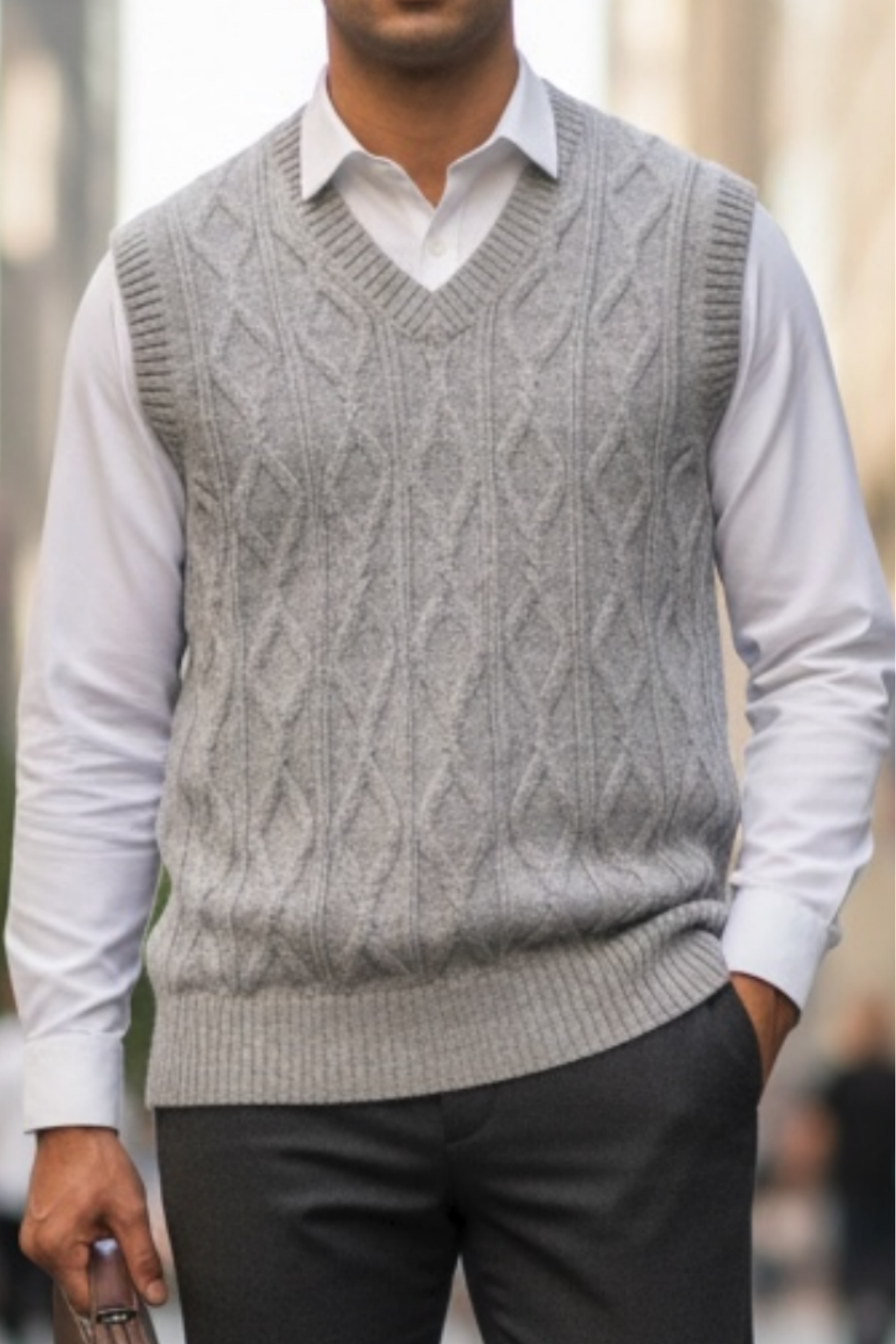 Cable V-Neck Vest