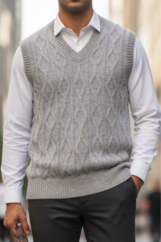 Cable V-Neck Vest