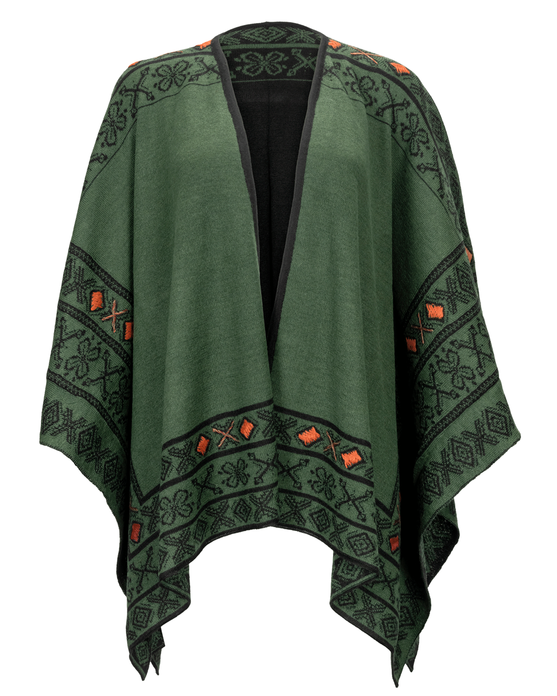 Peruvian Link Alpaca Celtic Ruana in Green 