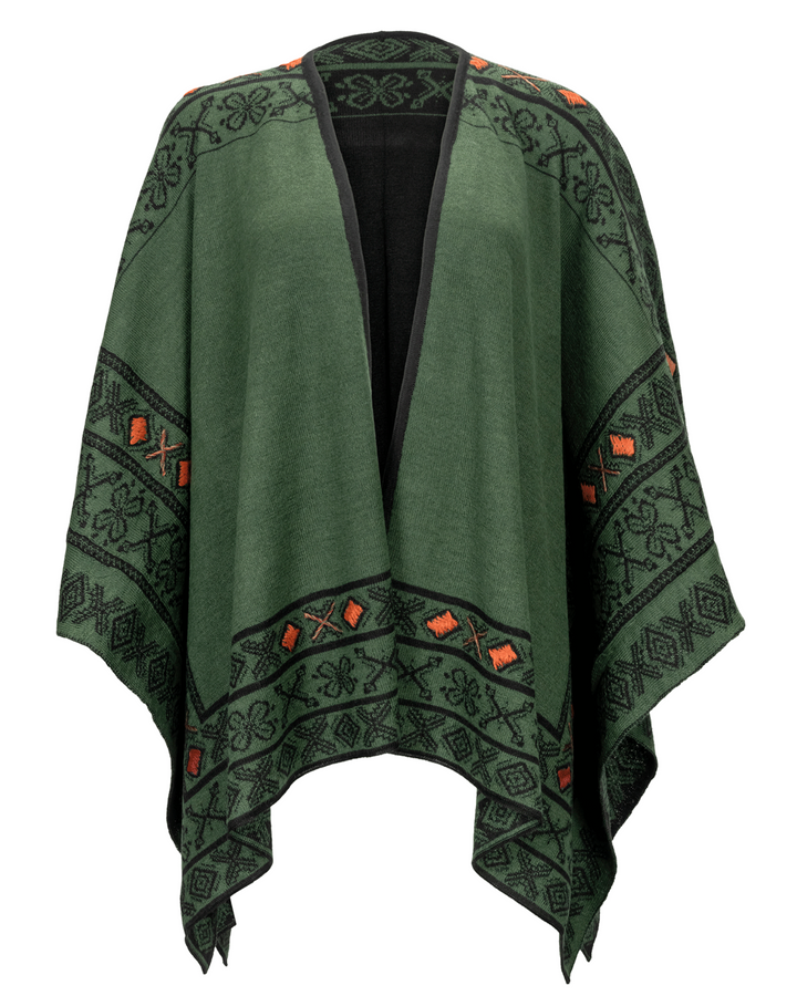 Peruvian Link Alpaca Celtic Ruana in Green 