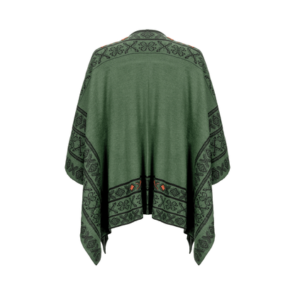 Peruvian Link Alpaca Celtic Ruana in Green 