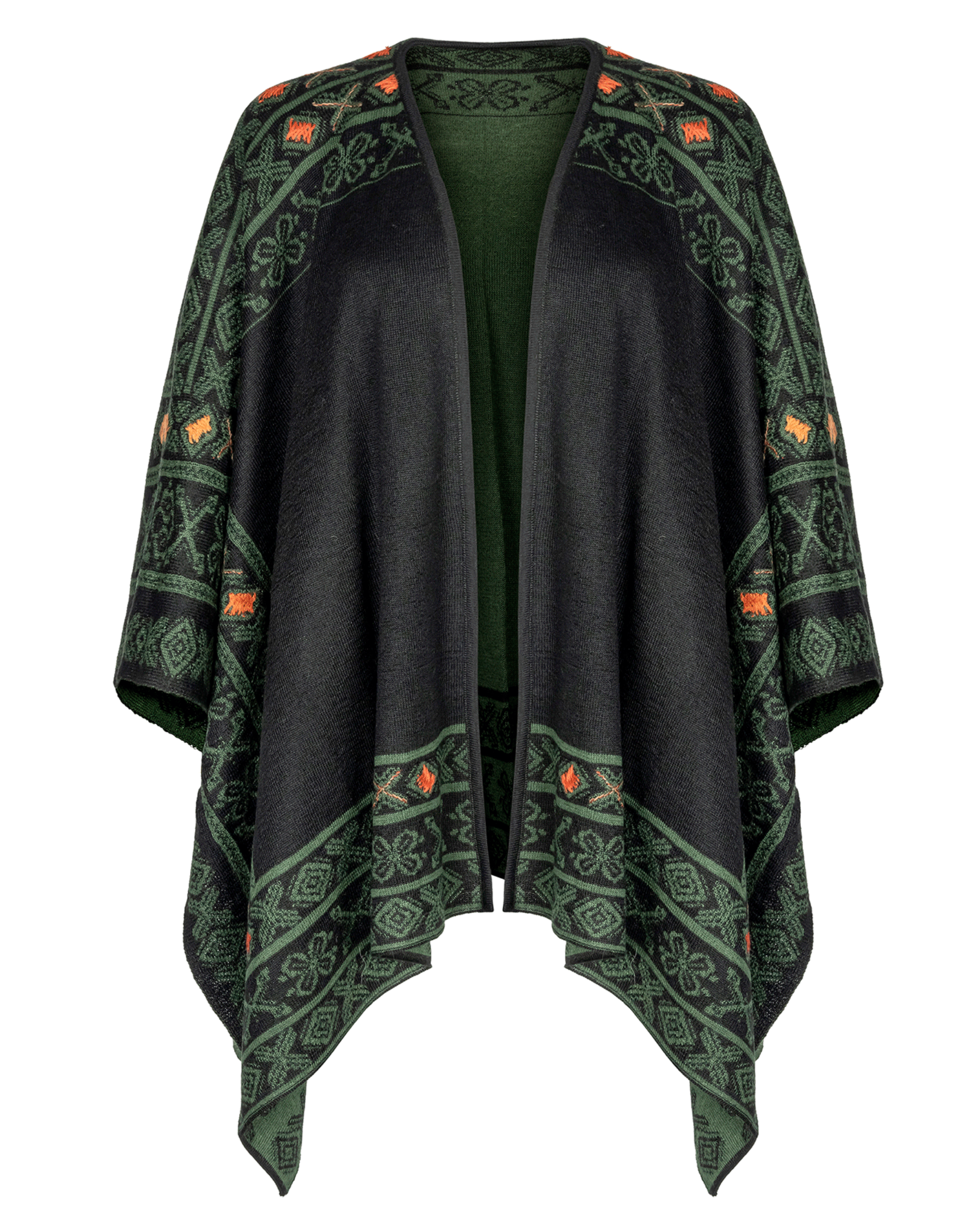 Peruvian Link Alpaca Celtic Ruana in Green 