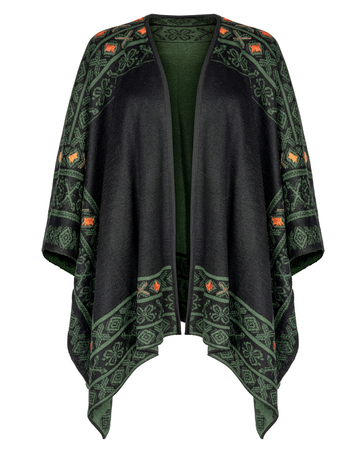 Peruvian Link Alpaca Celtic Ruana in Green 