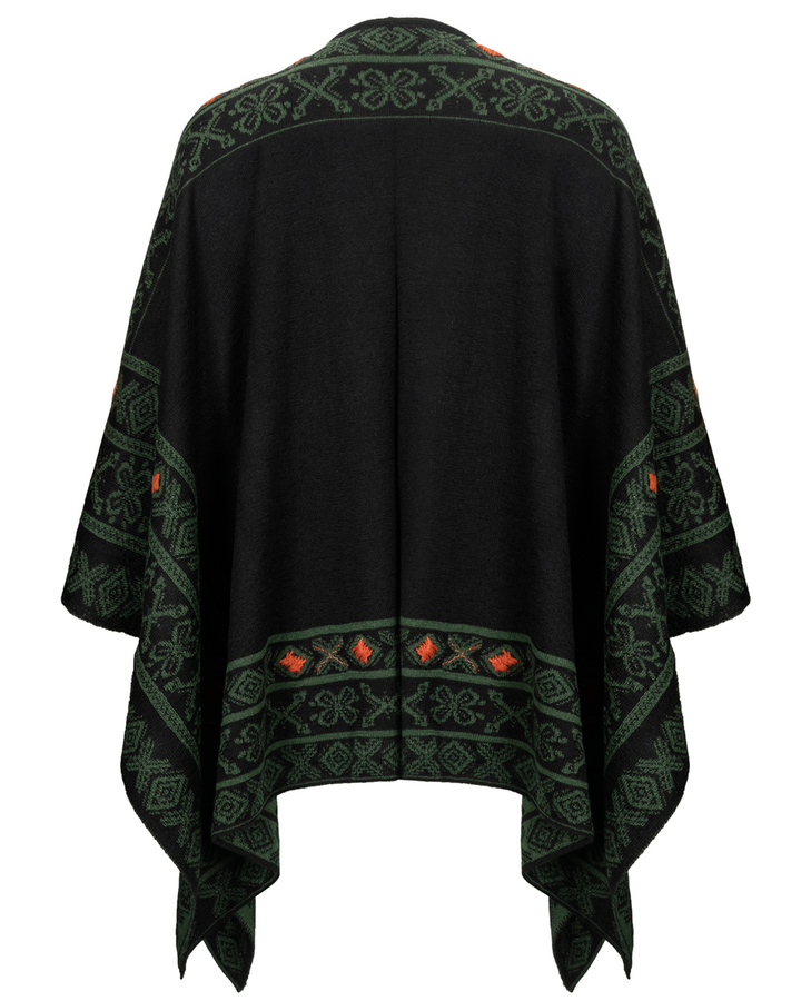 Peruvian Link Alpaca Celtic Ruana in Green 