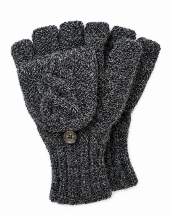 Cable Glittens — Charcoal — charcoal alpaca by Peruvian Link