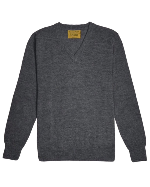 V-Neck Pullover — Grey — grey baby alpaca by Peruvian Link