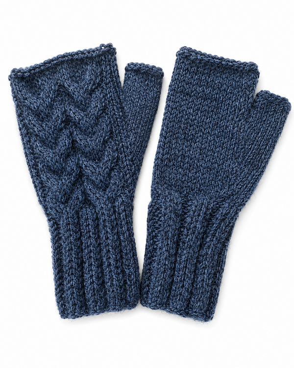 Trenza Gauntlet — Denim — denim alpaca by Peruvian Link