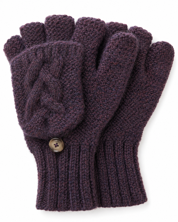 Cable Glittens — Eggplant — eggplant alpaca by Peruvian Link