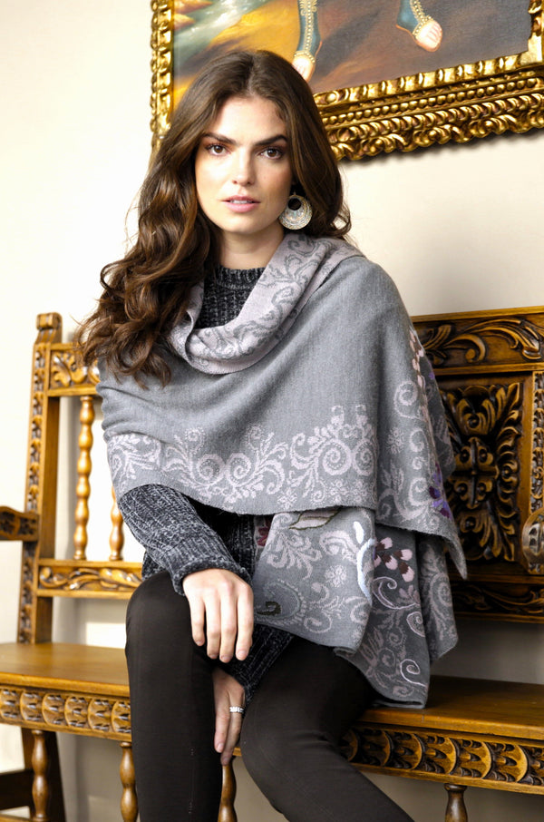 Embroidery Shawl — Blush — blush alpaca by Peruvian Link