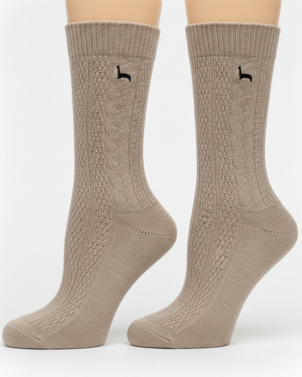 Cable Dress Sock — Sand — sand baby alpaca by Peruvian Link