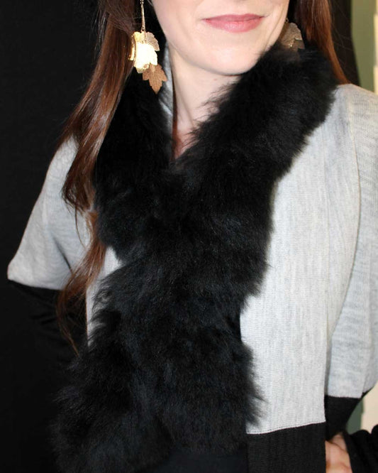 Black Baby Alpaca Fur Scarf