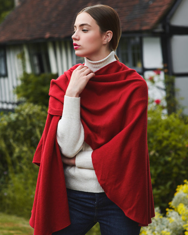 Baby Alpaca Ruana — Red — red baby alpaca by Peruvian Link