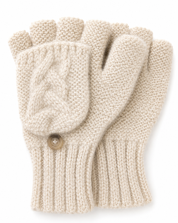 Cable Glittens — Ivory — ivory alpaca by Peruvian Link