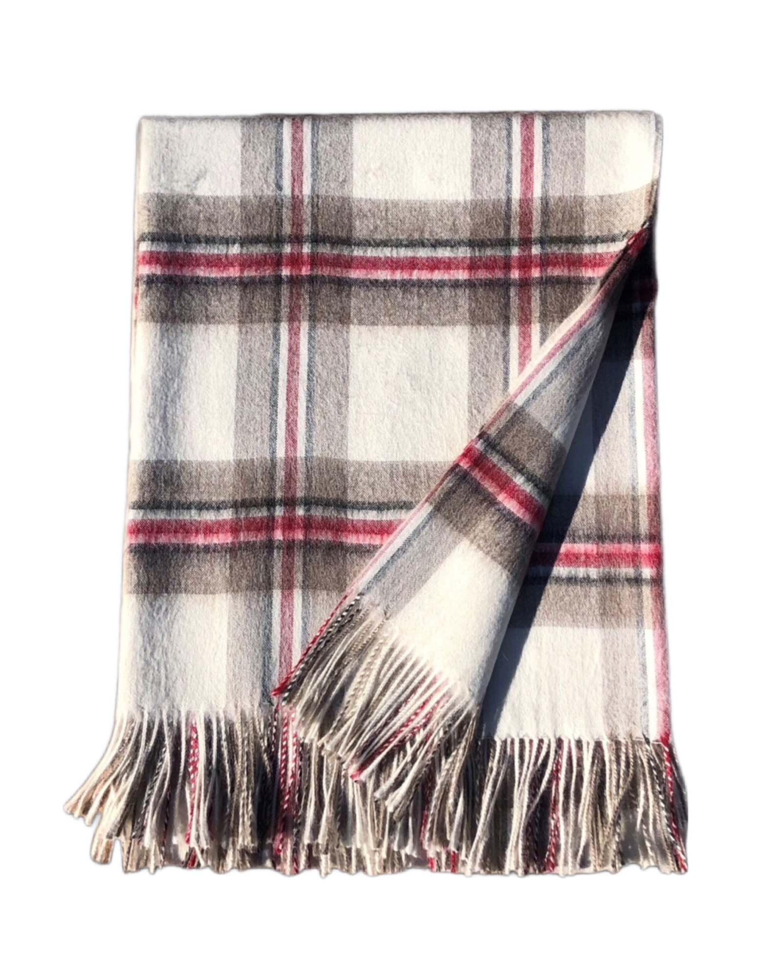 Ivory Alpaca Tartan Plaid Throw