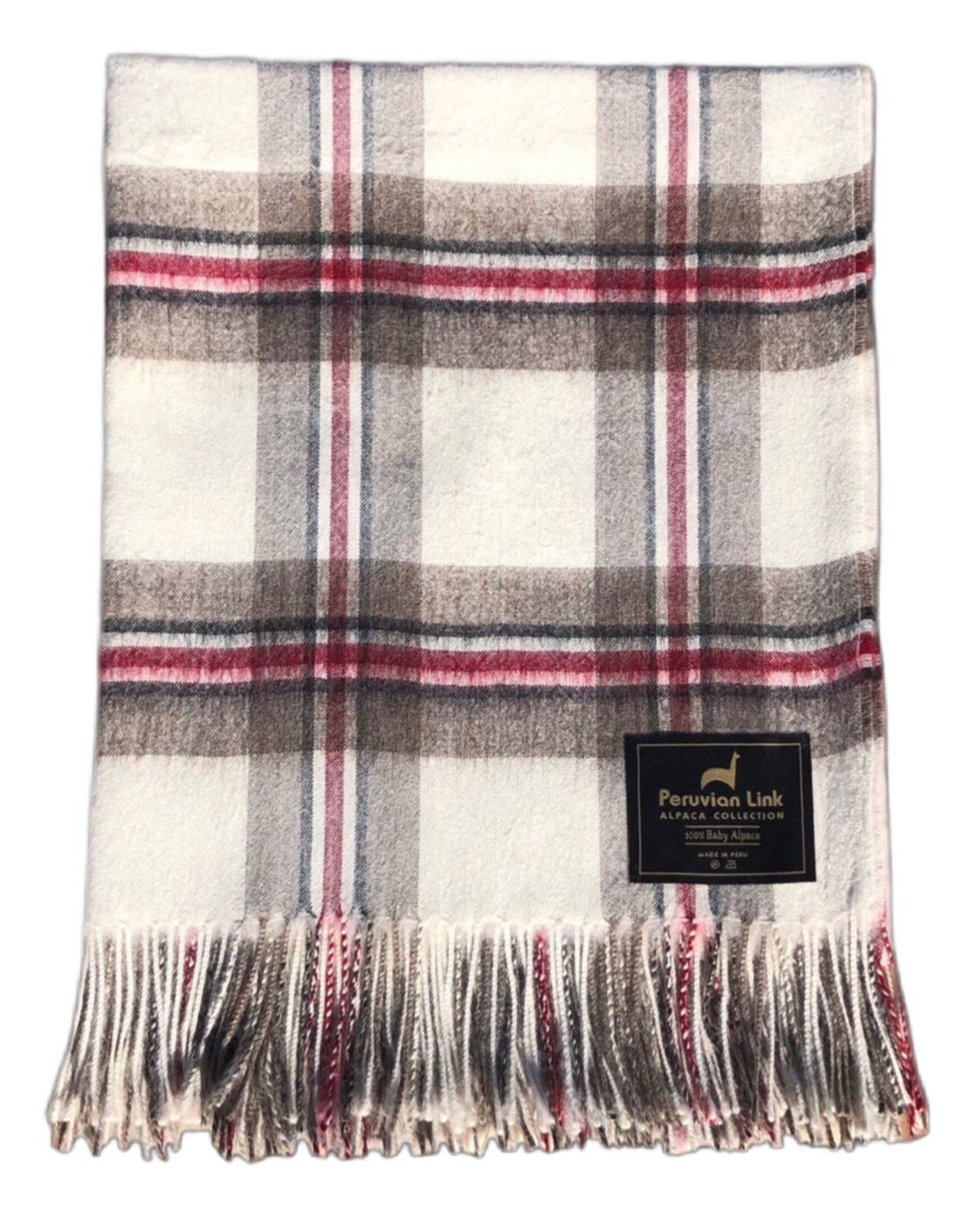 Ivory Alpaca Tartan Plaid Throw 1