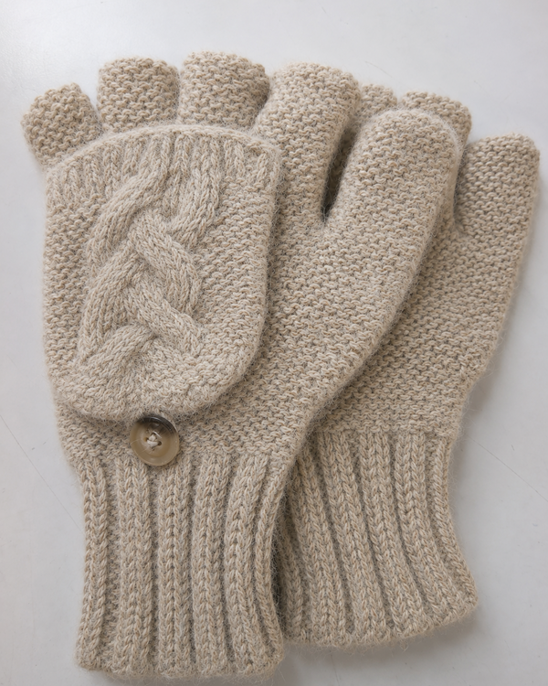 Cable Glittens — Oatmeal — oatmeal alpaca by Peruvian Link