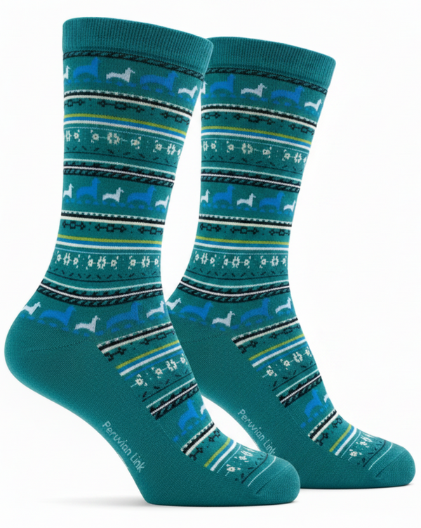Paca Print Sock — Jade — jade baby alpaca by Peruvian Link