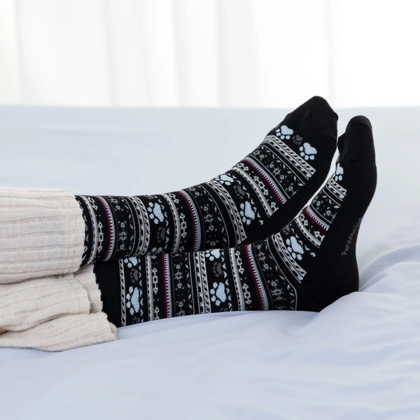 Paw Print Socks — Black — black alpaca by Peruvian Link