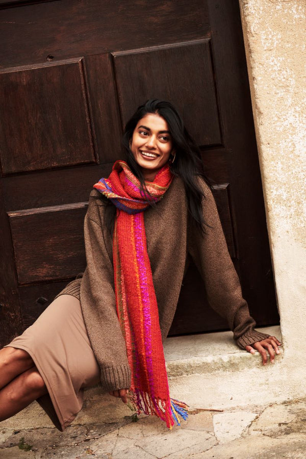 Wide Boucle Scarf — Tulip — tulip baby alpaca by Peruvian Link