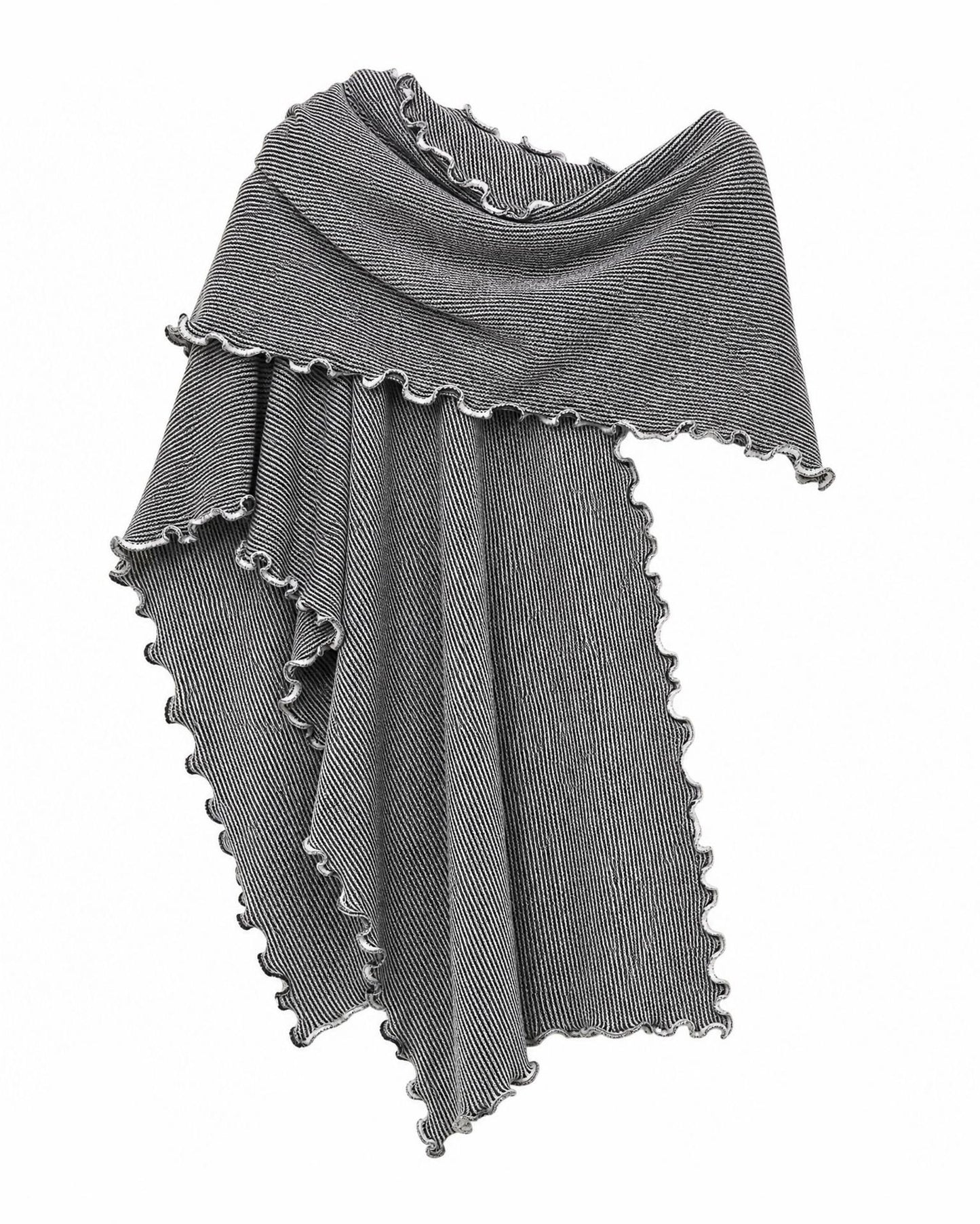Ruffle Stripe Shawl - Black